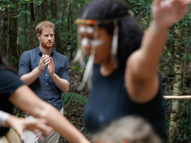 The Duke of Sussex watched a smoking ceremony performance. Picture: Chris Jackson/Getty Images