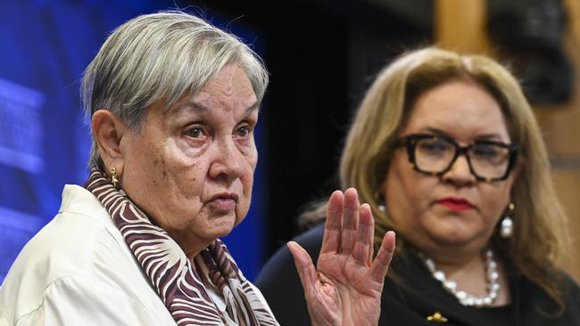 Patricia Anderson and Professor Megan Jane Davis at the National Press Club in Canberra. Picture: Martin Ollman