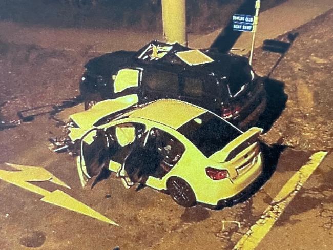 Michael Wells' Subaru WRX ploughed into Yasemin Osman's Toyota Landcruiser, killing her at Lake Munmorah. Picture: supplied