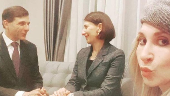 A picture posted to the Instagram page of Mary Berejiklian, right, showing her sister, NSW Premier Gladys Berejiklian and Sydney based lawyer Arthur Moses SC.