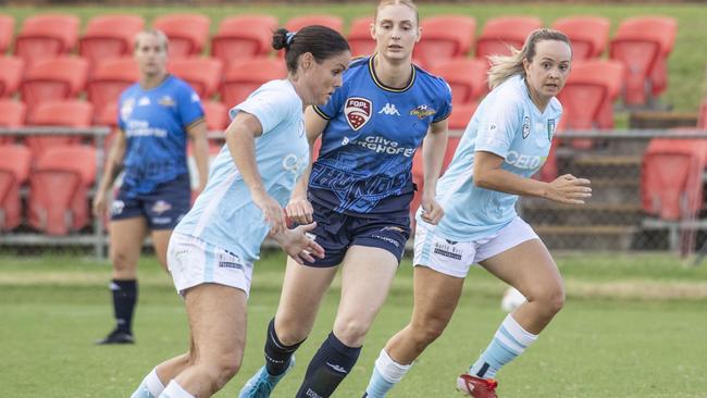Stephanie Latham in action for Brisbane City. Picture: Nev Madsen.