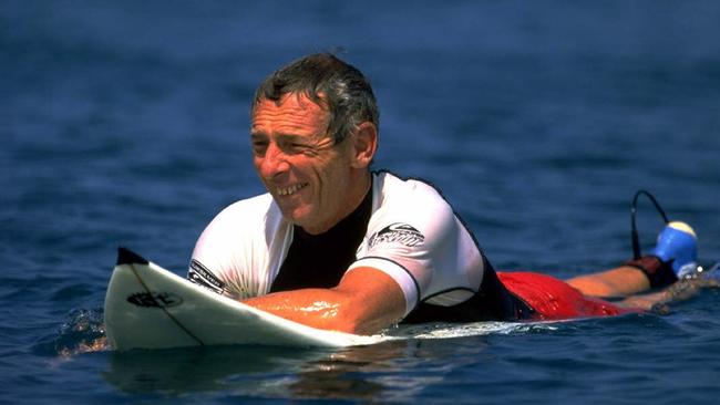 Quiksilver surfwear founder boss Alan Green relaxing out on his surfboard. Mr Green passed away after a battle with cancer in Torquay.