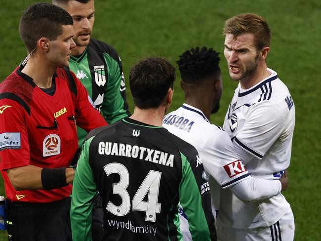 Tempers flared on Friday night. (Photo by Daniel Pockett/Getty Images)