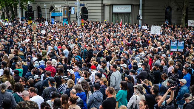 Thousands of protesters rallied in Melbourne on Saturday against the pandemic laws. Picture: NCA NewsWire/Sarah Matray