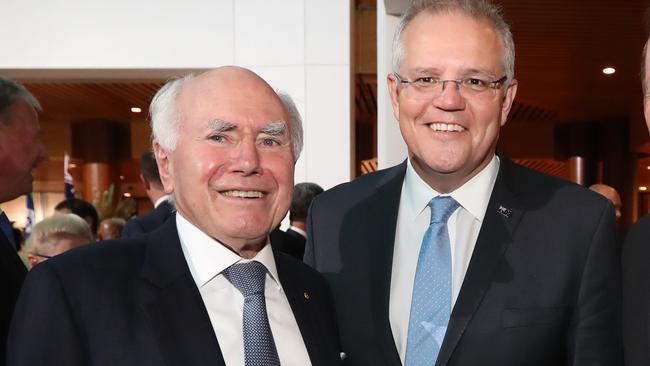 Former Prime Minister John Howard and Scott Morrison. Picture: Kym Smith