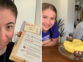 Me and my muffin mix and the birthday cake we made. Image: Supplied