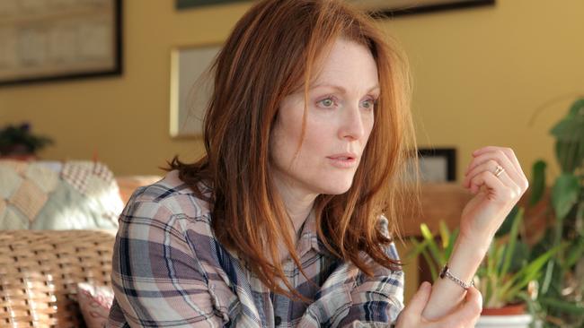 This photo provided by courtesy of Sony Pictures Classics show Julianne Moore as Alice in the film, "Still Alice." Moore is nominated for an Oscar for her depiction of a woman suffering from early onset Alzheimer’s disease. The 87th annual Academy Awards are presented on Sunday, Feb. 22, 2015, in Los Angeles. (AP Photo/Sony Pictures Classics, Linda Kallerus)