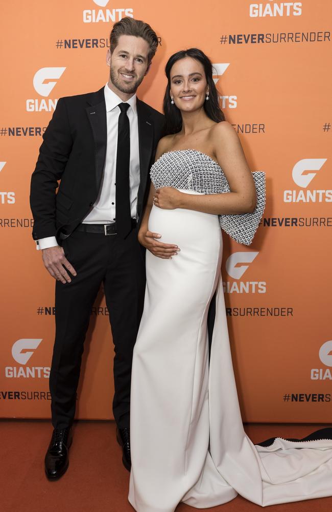 High school sweethearts GWS star Callan Ward and his wife, Ruby Keddie. Picture: Getty Images