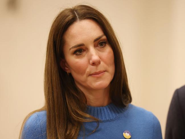 Kate sported a yellow and blue badge in support of Ukraine. Picture: Getty Images