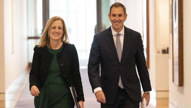 Treasurer Jim Chalmers with Finance Minister Katy Gallagher. Picture: NCA NewsWire/Martin Ollman