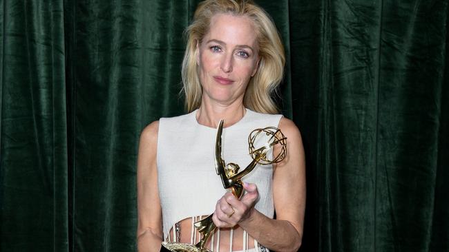 After a string of high-profile roles playing British, Anderson accepted yesterday’s Emmy in her native American accent. Picture: Gareth Cattermole/Getty