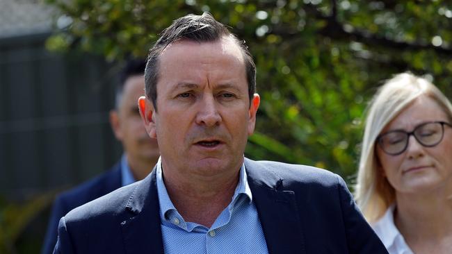 Premier Mark McGowan holds a press conference to announce a $600 power credit for householders from Bell Group settlement. Picture: Trevor Collens / The West Australian