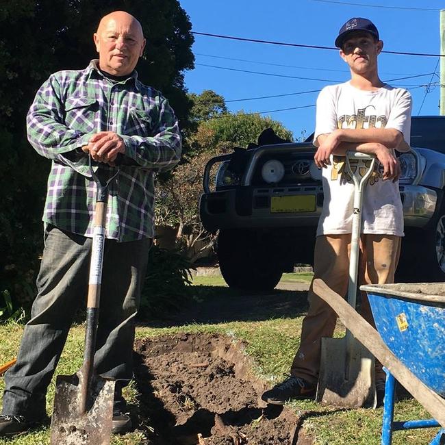 Angry Anderson posted this photo of Liam helping him out in the garden. Picture: Facebook