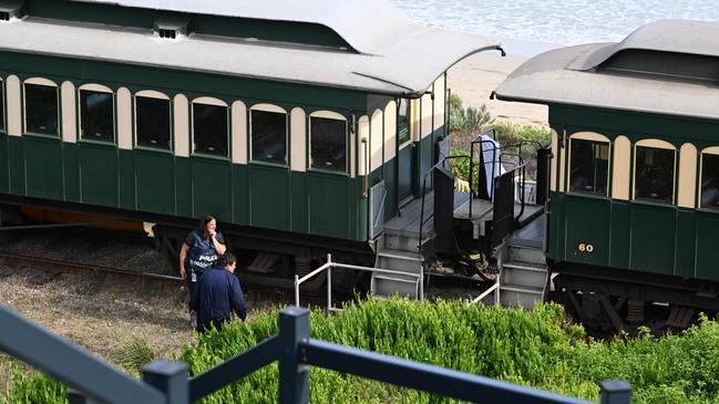 The Cockle Train at the scene where a tourist died. Picture: NCA NewsWire/ Morgan Sette