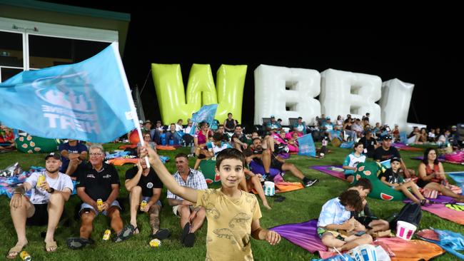 Fans cheer during the Women's Big Bash League match between the Brisbane Heat and the Sydney Sixers at Great Barrier Reef Arena, on November 13, 2021, in Mackay, Australia. (Photo by Chris Hyde/Getty Images)