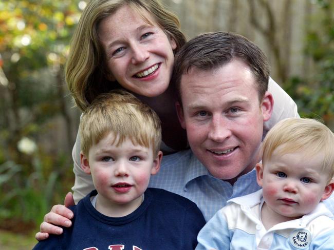 State Liberal Deputy Opposition Leader Will Hodgman with his wife Nicky and sons from left William 3 and James 1