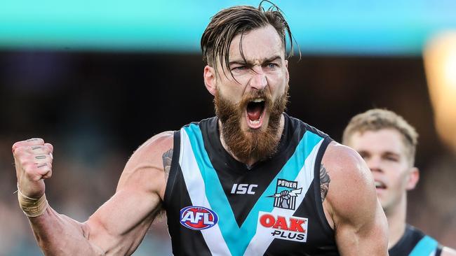 Dixon celebrates a goal during the 2019 season. Picture: Matt Turner/AFL Photos