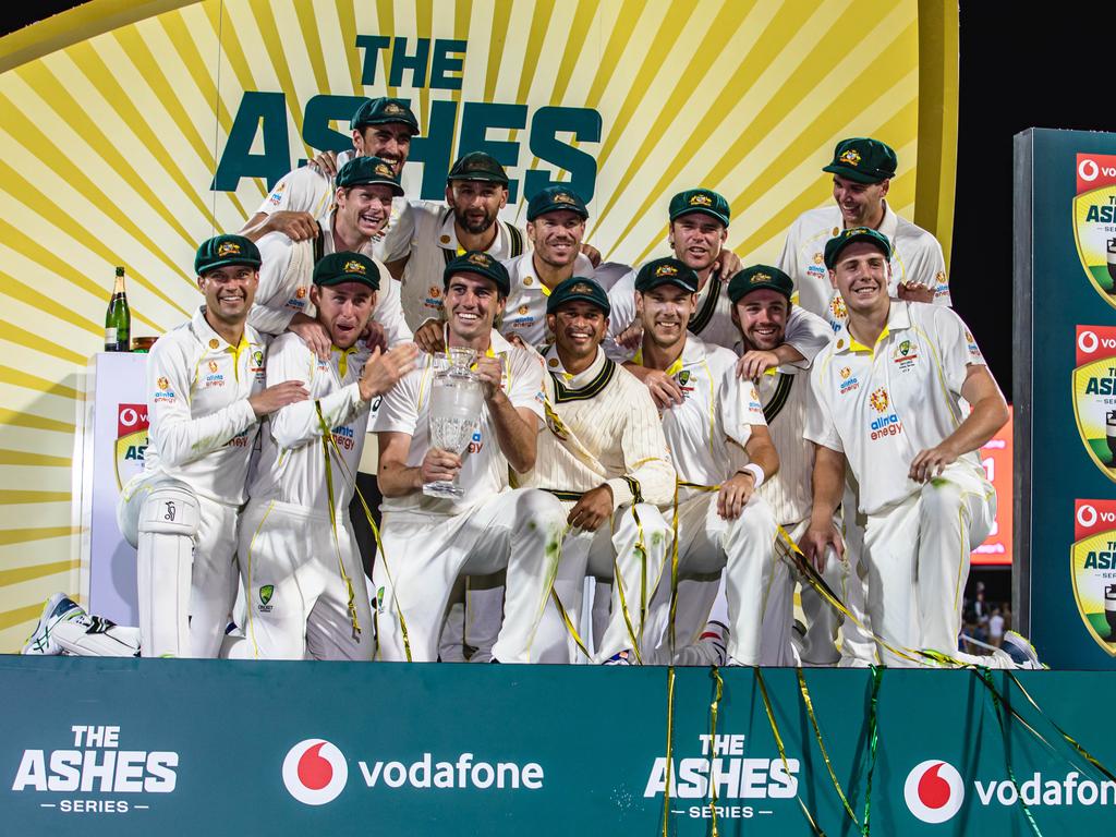 Australia celebrate winning the Ashes at the SCG in January last year. Photo: Linda Higginson