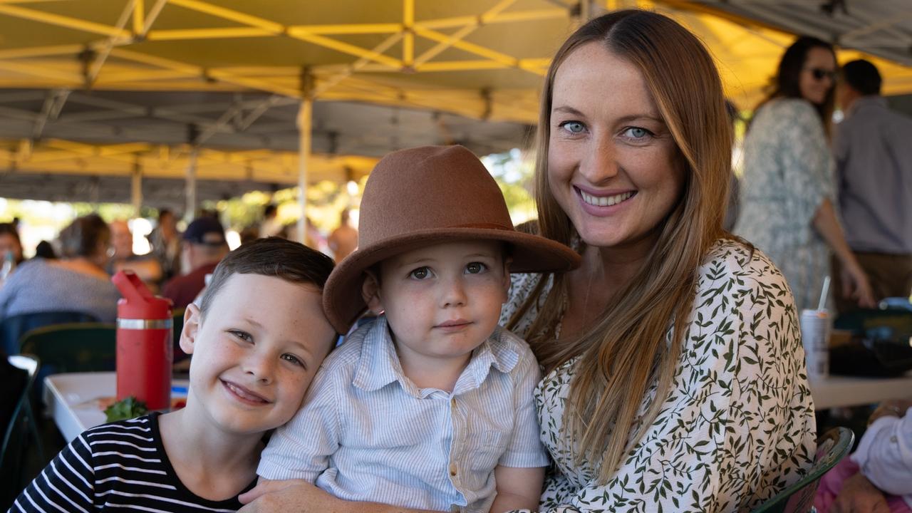 Arlen, Finn and Sophie Wheeler at the Gympie Muster Races. Saturday, August 19,. 2023. Picture: Christine Schindler