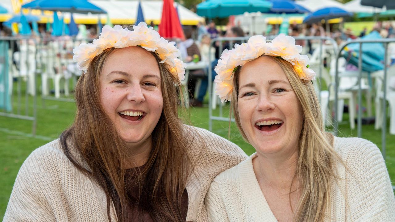 (From left) Ainsley Miller and Eliza Bettesworth. Toowoomba Carnival of Flowers Festival of Food and Wine. Friday, September 13, 2024. Picture: Nev Madsen