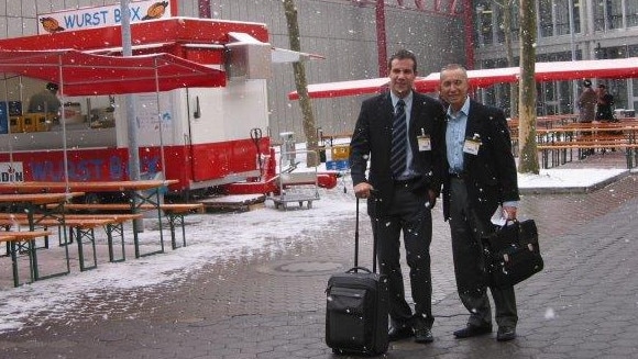 Paul Solomon and Manny Stul in Nuremberg in the 2000s. Picture: Supplied