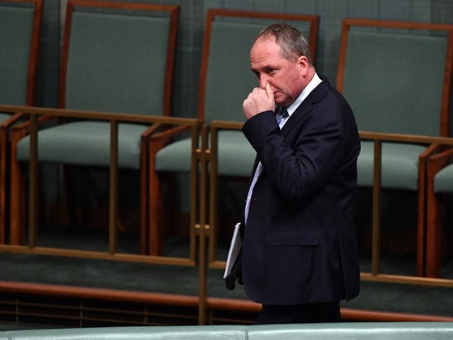 Former deputy prime minister Barnaby Joyce during Question Time in the House of Representatives at Parliament House in Canberra, Tuesday, May 29, 2018. (AAP Image/Mick Tsikas) NO ARCHIVING