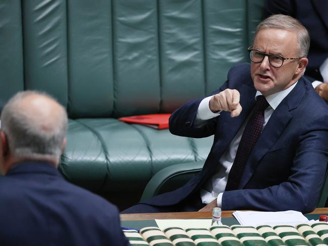 Anthony Albanese fires back at Prime Minister Scott Morrison during Question Time in the House of Representatives in Parliament House Canberra. Picture: NCA NewsWire / Gary Ramage