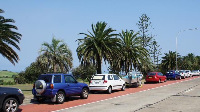 Cars “for sale” parked along Pittwater Rd at Collaroy. Official advice from NSW Transport officials states it is illegal to advertise a vehicle for sale on a public road without prior approval from a council. Picture: Supplied