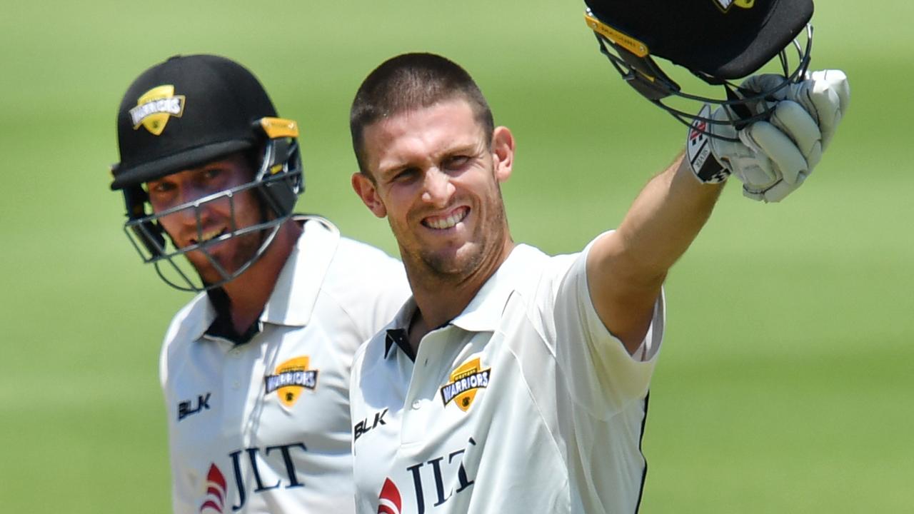 Mitchell Marsh of Western Australia celebrates during his innings of 151.