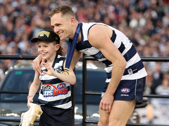 Selwood gave his boots to a young Auskicker. Picture: Mark Stewart