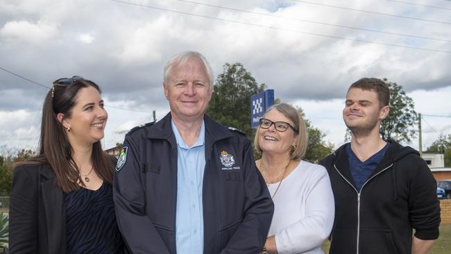 Courtney, Brad, Barbara and Brandon Smart, at the Gatton police station. PHOTO: ALI KUCHEL