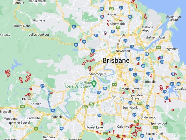 A map of planned burns for 2023 from Brisbane City Council's website.