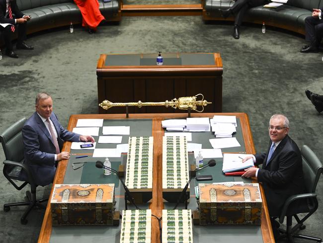 Best of enemies ... Anthony Albanese (left) and Scott Morrison. Picture: AAP