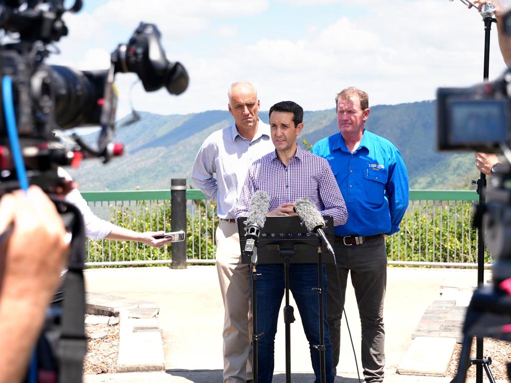 Nigel Dalton, David Crisafulli, Glen Kelly in Eungella, overlooking the Pioneer Valley.