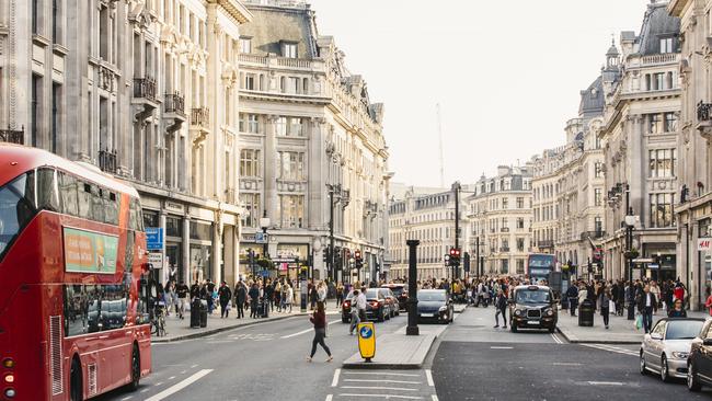 Bustlingn Regent Street in central London.