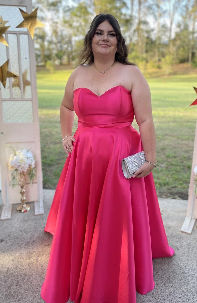 Catie Wolgast arrives at the 2024 Gympie State High School graduation formal.