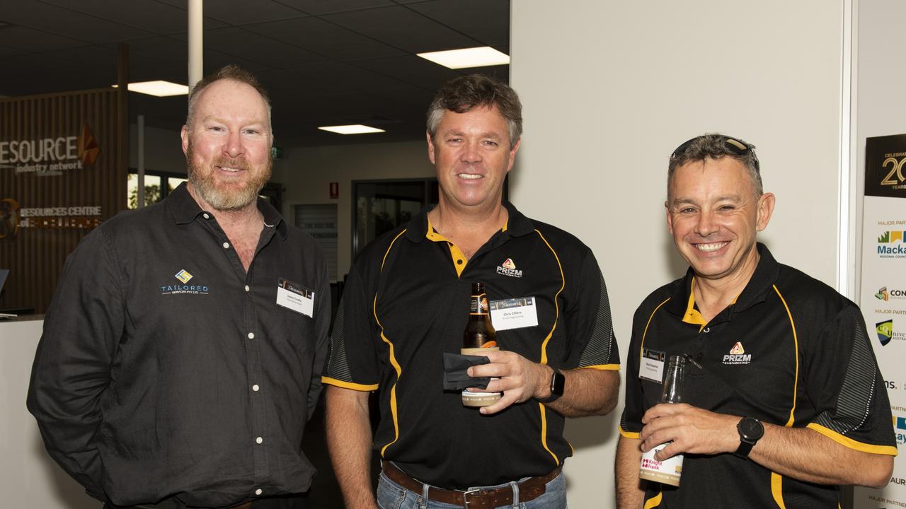 Jason Crofts Tailored services, Chris Cilliers Prizm Engineering Manie Saayman Prizm Engineering at the Resource Industry Network's 20th Anniversary Celebration. Picture: Michaela Harlow