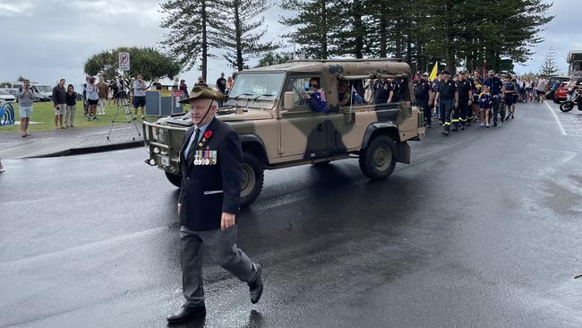 The midmorning March at Byron Bay on Anzac Day. Picture: Savannah Pocock