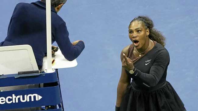 LOST IT: Serena Williams gave a serve to the umpire during a heated US Open women's final. Williams lost to Naomi Osaka 6-2 6-4. Picture: Greg Allen