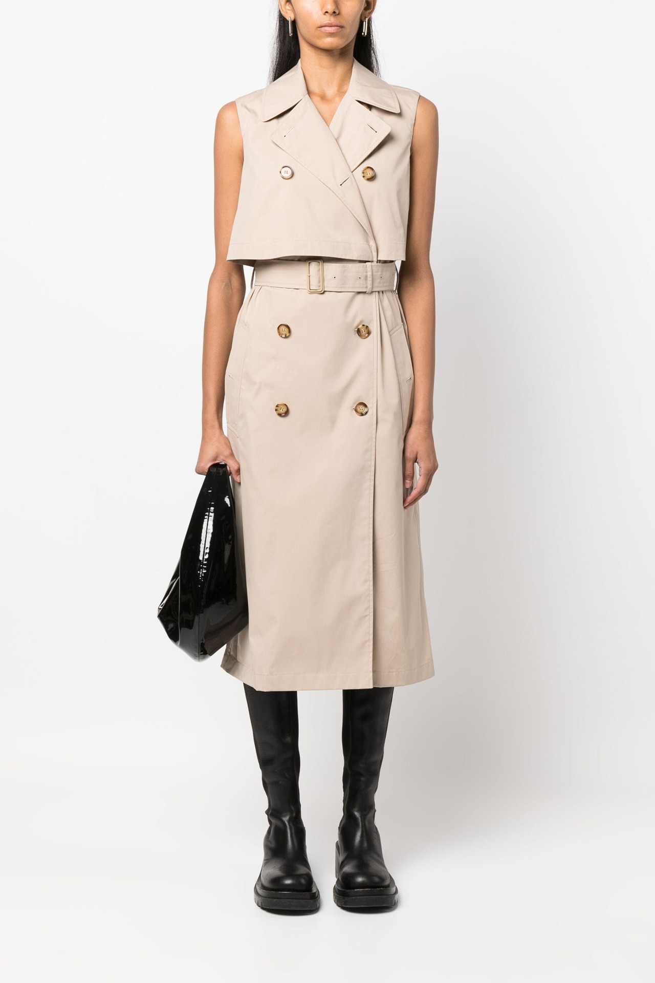 Cape Summers Beige Sleeveless Trench Coat