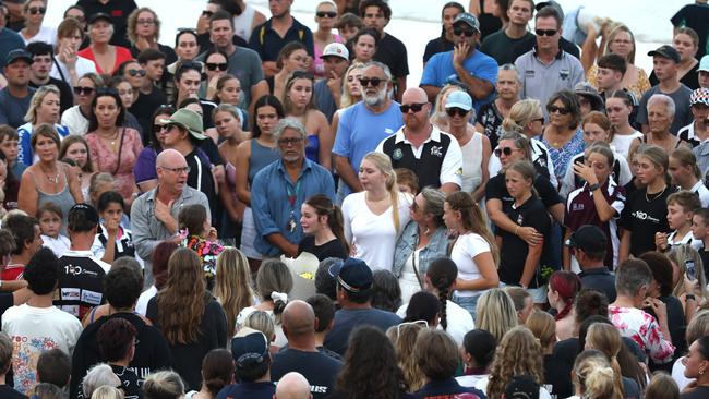 The vigil took place on Woorim Beach on Bribie Island just 24 hours after Charlize’s death. Picture NewsWire/David Clark