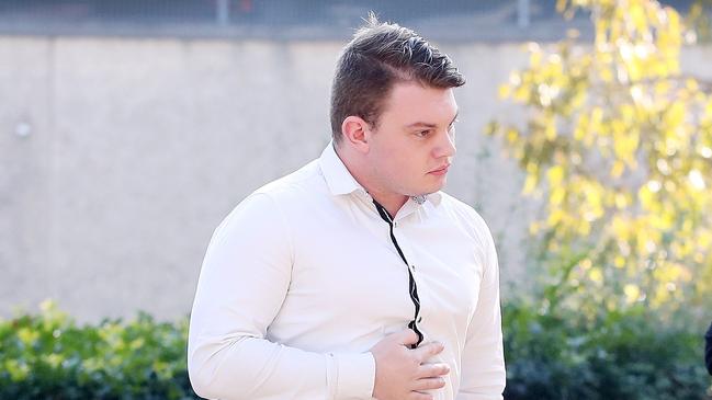 Liam Huxley arriving at Gosford District Court Friday May 31 to be sentenced on sexual assault charges after pleading guilty. (AAP Image/Sue Graham)