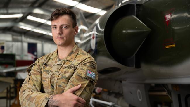 RAAF SGT Daniel Cafaro, an Airfield Defence Guard currently the C4ISR (Command and Control, Communications and Computers, and intelligence, surveillance and reconnaissance) at RAAF Base Williamtown. Picture: Ryan Osland