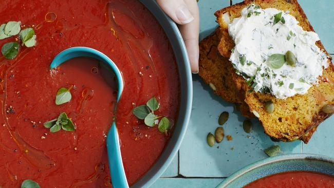 Alice Zaslavsky’s roasted capsicum soup. Picture: Guy Bailey