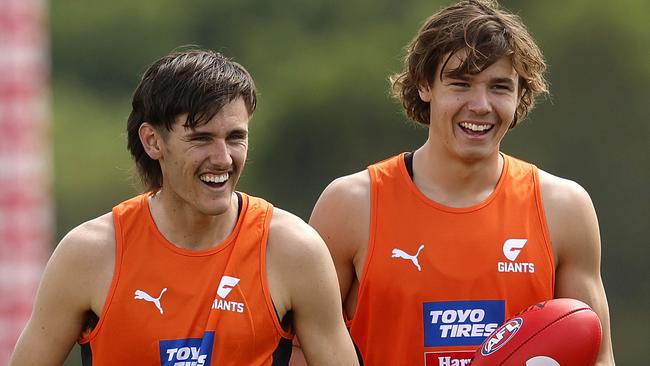 Aaron Cadman (right) with fellow draftee and milk enthusiast Jason Gillbee.