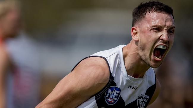 Wade Hancock playing for the Southport Sharks in the NEAFL grand final. Picture: Jerad Williams