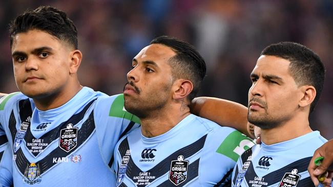 A number of indigenous Blues players chose not to sing the national anthem during a State of Origin game this week. Picture: AAP/Dave Hunt