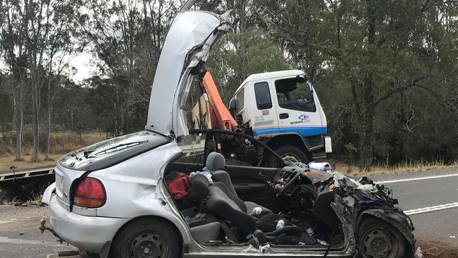 The scene of one of many car crashes on the Bruce Highway