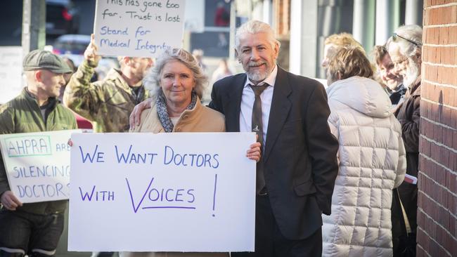 Lindisfarne Doctor Stephen Hindley and his wife Sue outside TASCAT. Picture: Chris Kidd