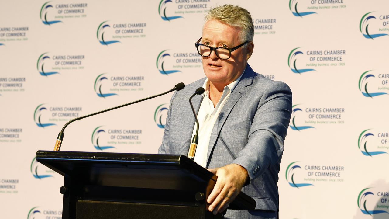 Pressure is being applied to Member for Cairns Michael Healy spoke at the Cairns Chamber of Commerce February business lunch - Tourism Industry Update & Outlook, held at the Pullman International hotel. Picture: Brendan Radke